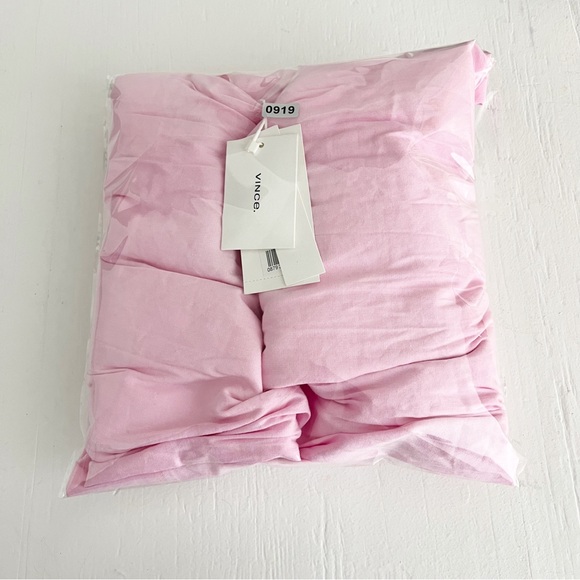 Vince Belted Square Neck Linen Blend Midi Dress Size Medium NWT Barbie Pink - Picture 9 of 9